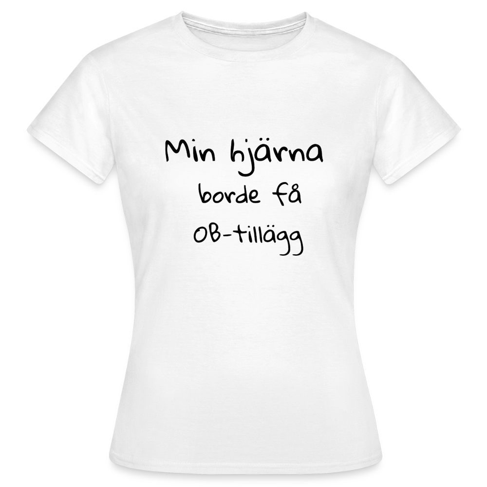 Min hjärna borde få OB-tillägg T-shirt Dam - vit