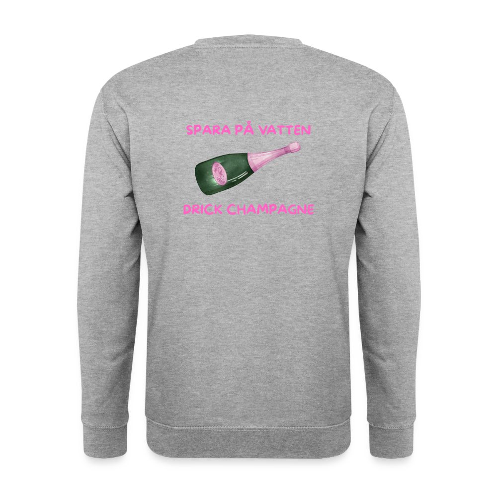 Spara på vatten, drick champagne Tröja Unisex - vitgråmelerad