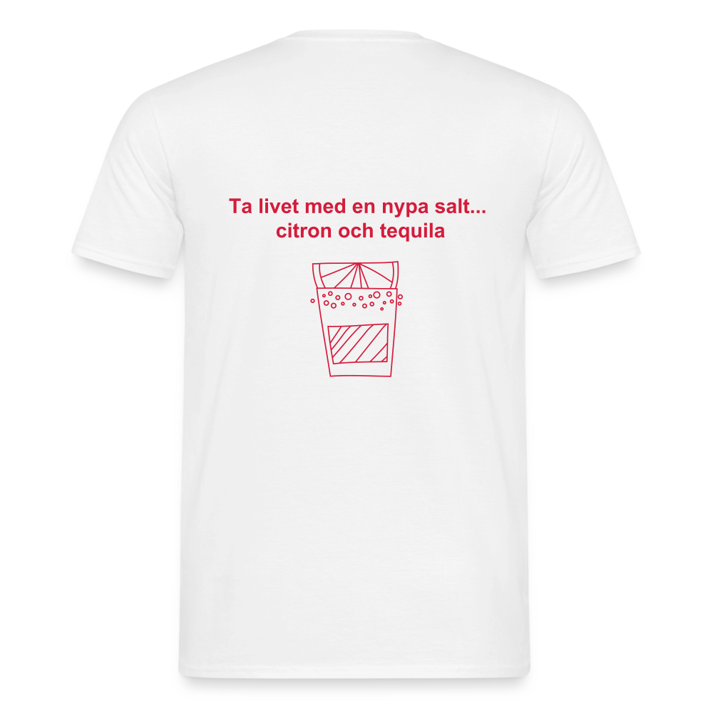 Ta livet med en nypa salt, citron och tequila T-shirt herr - vit