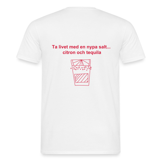 Ta livet med en nypa salt, citron och tequila T-shirt herr - vit