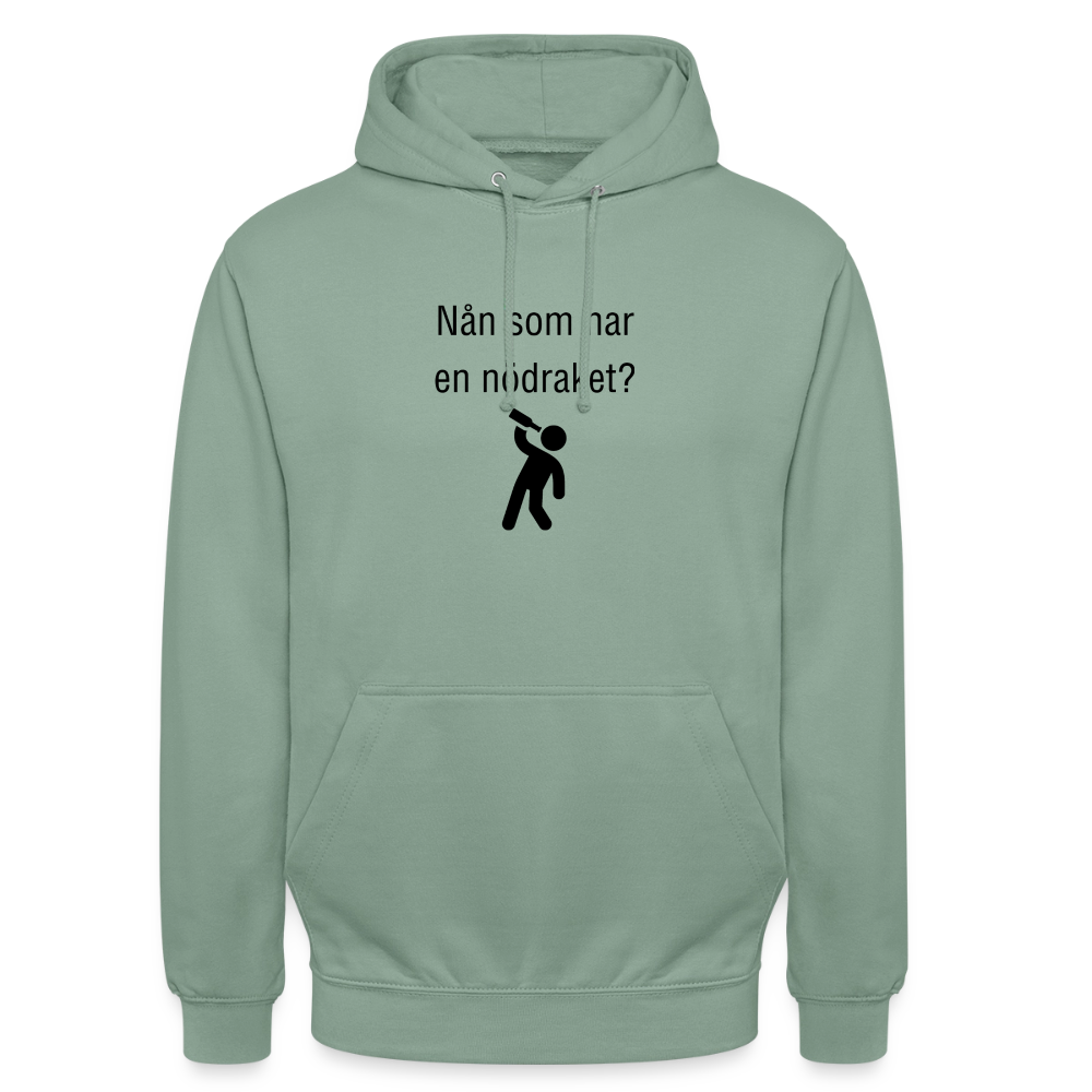 Nån som har en nödraket? Hoodie unisex - grågrön