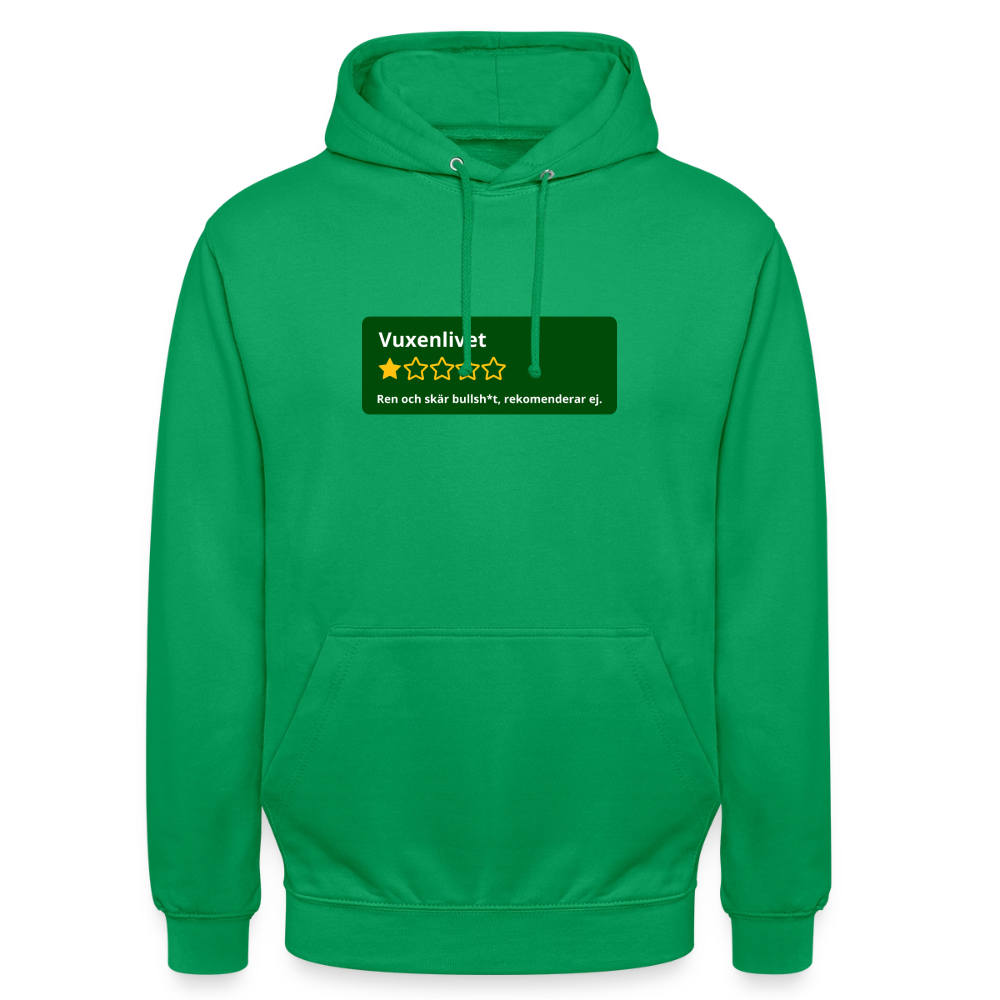 Recension på vuxenlivet Hoodie Unisex - kellygrön
