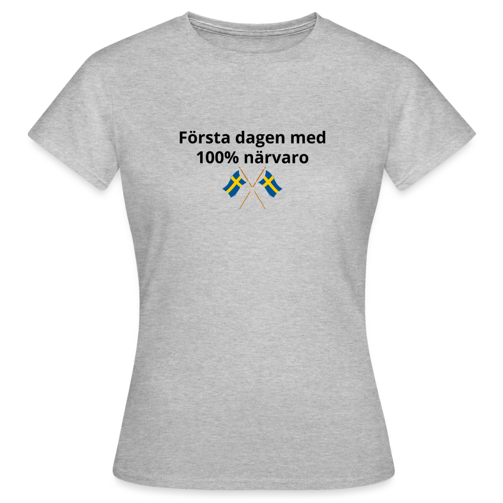 Första dagen med 100% närvaro T-shirt dam - gråmelerad