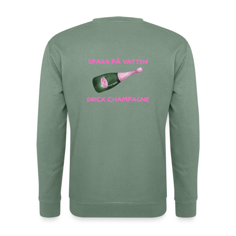 Spara på vatten, drick champagne Tröja Unisex - grågrön