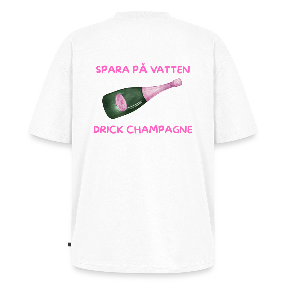Spara på vatten, drick champagne Oversized premium-T-shirt Unisex - vit