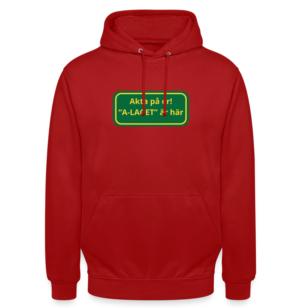 Akta på er A-laget är här Hoodie unisex - röd