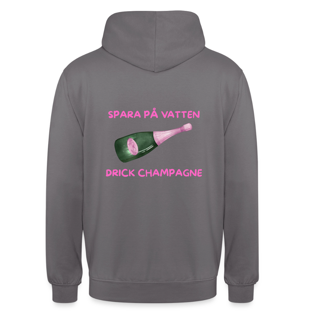 Spara på vatten, drick champagne Hoodie Unisex - mellangrå