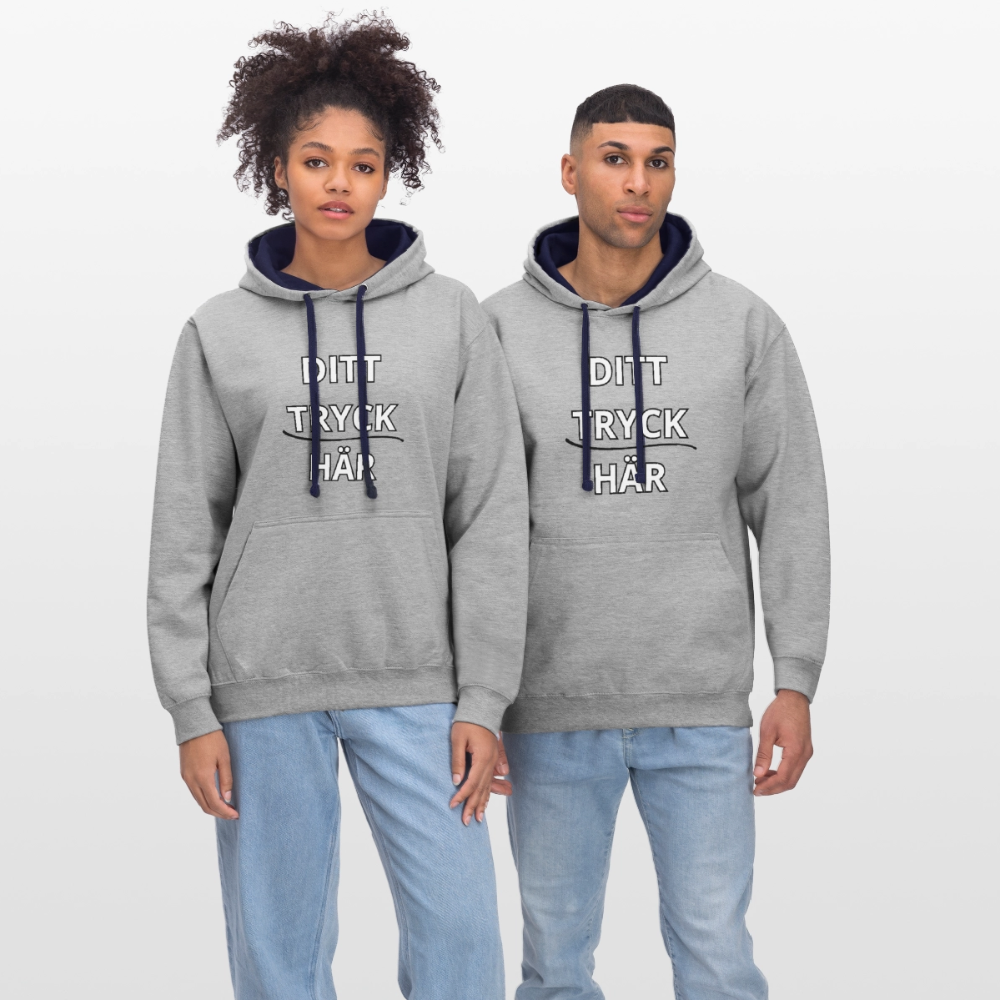 Contrast Colour Hoodie - gråmelerad/marinblå