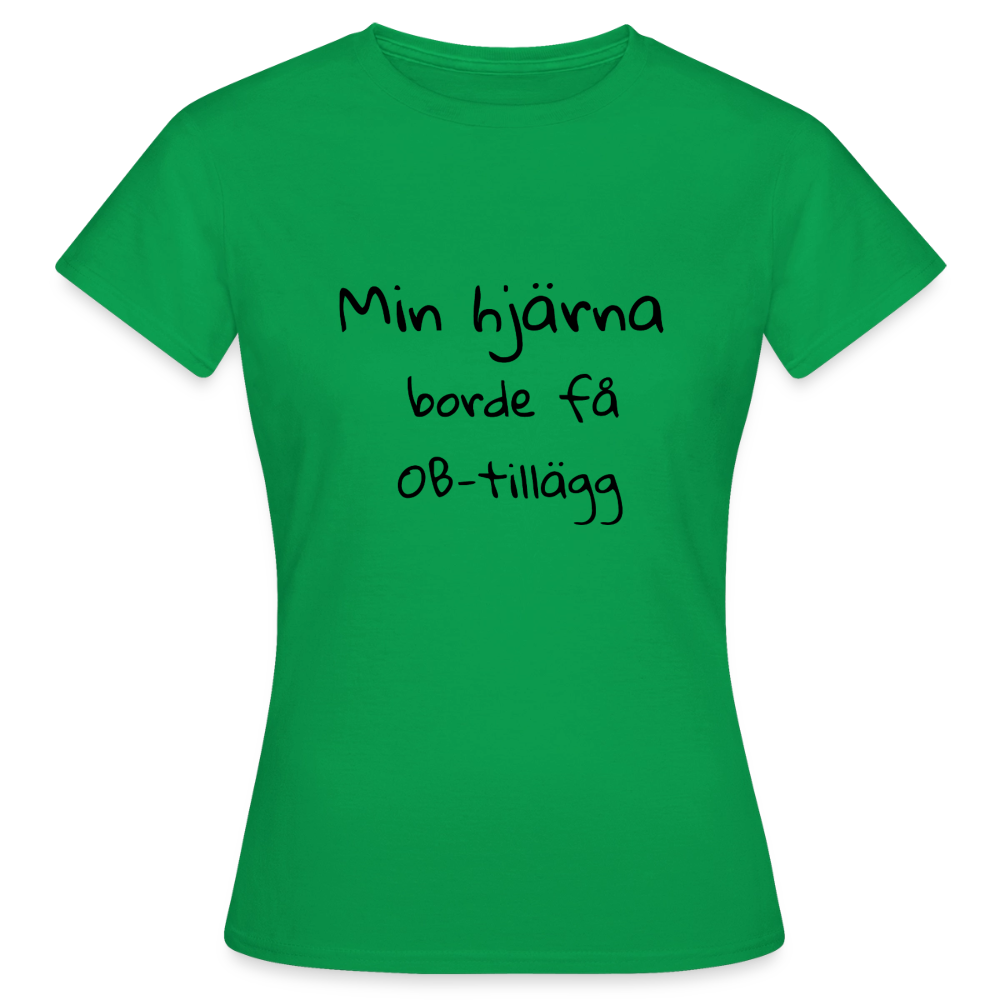 Min hjärna borde få OB-tillägg T-shirt Dam - kellygrön