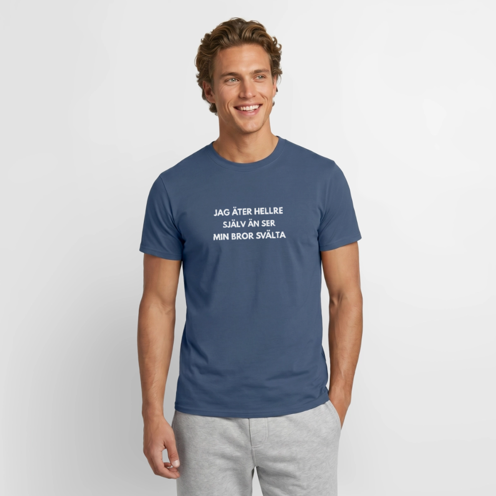 Jag äter hellre själv än ser min bror svälta T-shirt herr - mörk denimblå