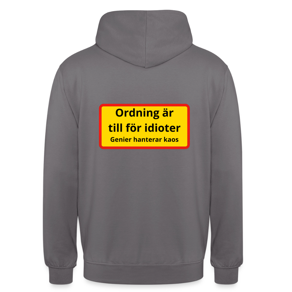 Ordning är till för idioter, genier hanterar kaos Hoodie Unisex - mellangrå