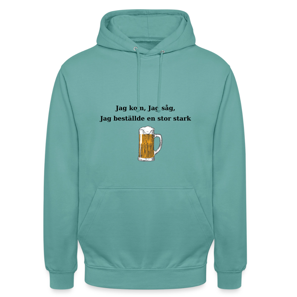 Jag kom, jag såg, jag beställde en stor stark Hoodie Unisex - pastellturkos