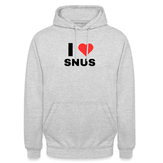 I love snus Hoodie unisex - ljusgråmelerad