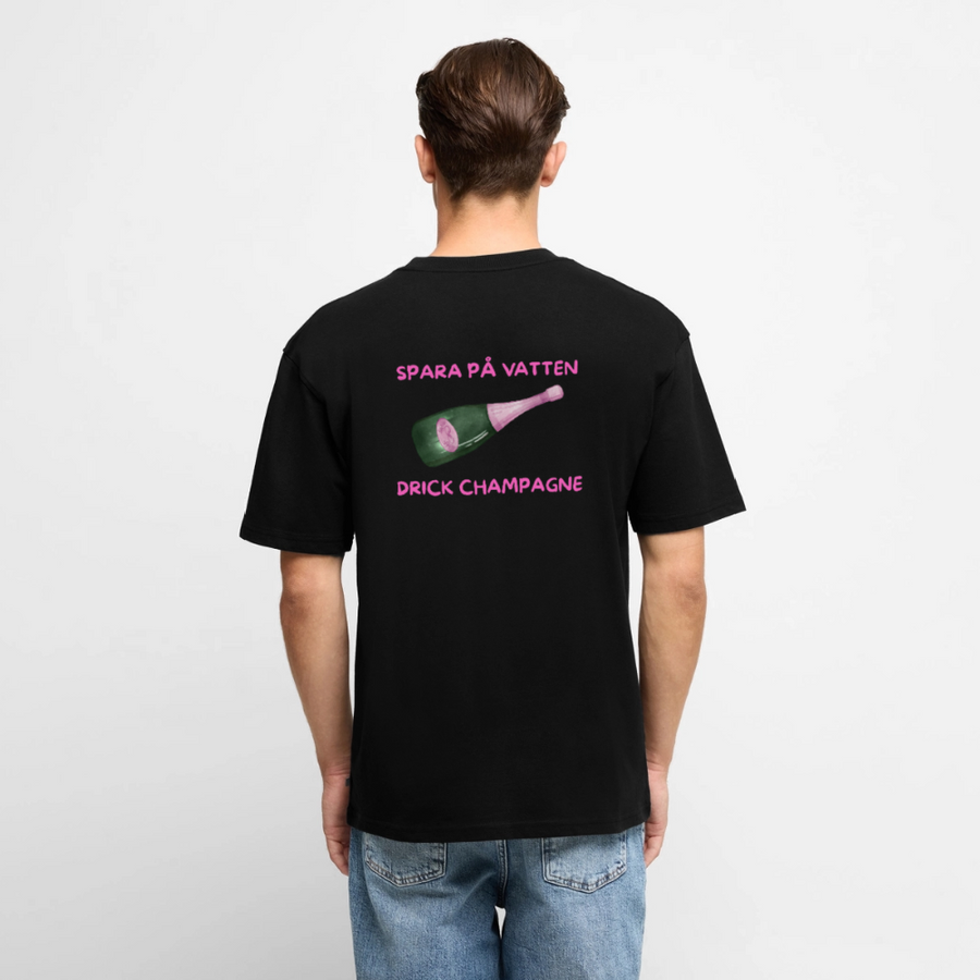 Spara på vatten, drick champagne Oversized premium-T-shirt Unisex - svart