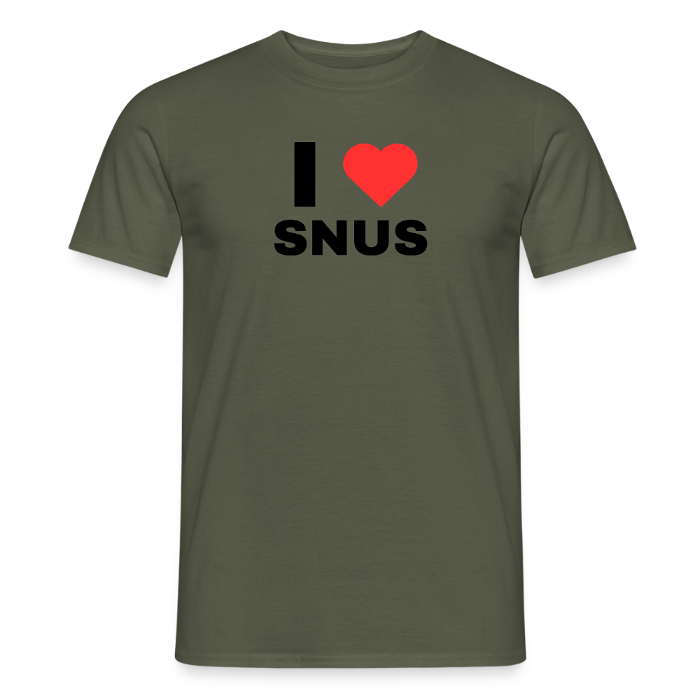 I love snus T-shirt herr - Militärgrön