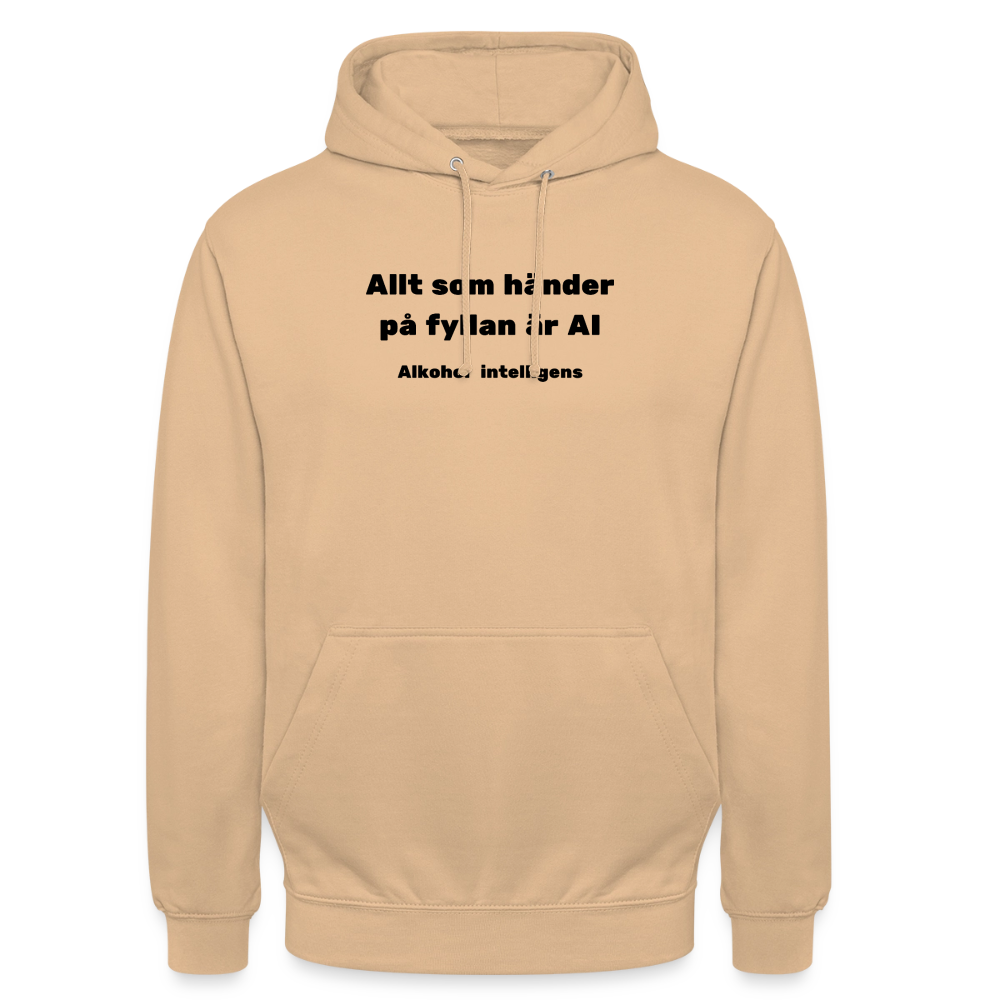Allt som händer på fyllan är AI (Alkohol intelligens) Hoodie Unisex - persika
