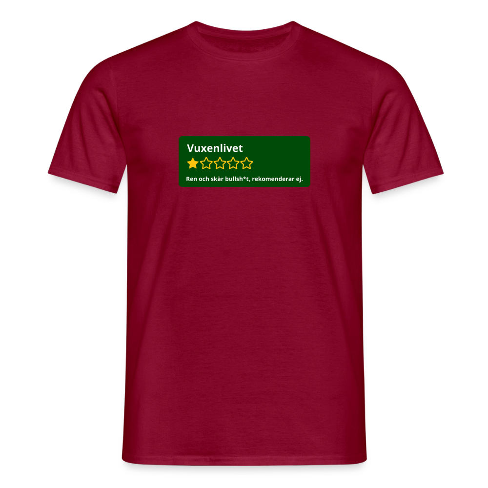 Recension på vuxenlivet T-shirt Herr - tegelröd