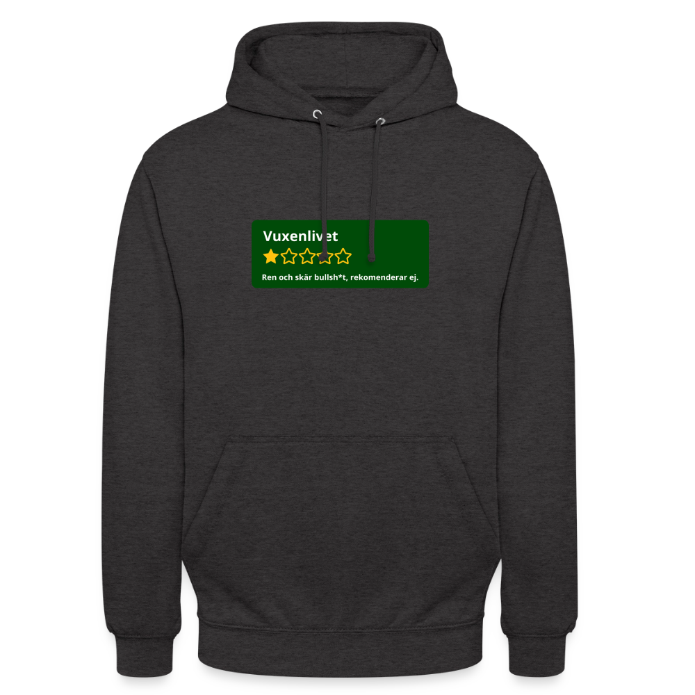 Recension på vuxenlivet Hoodie Unisex - kolgrå