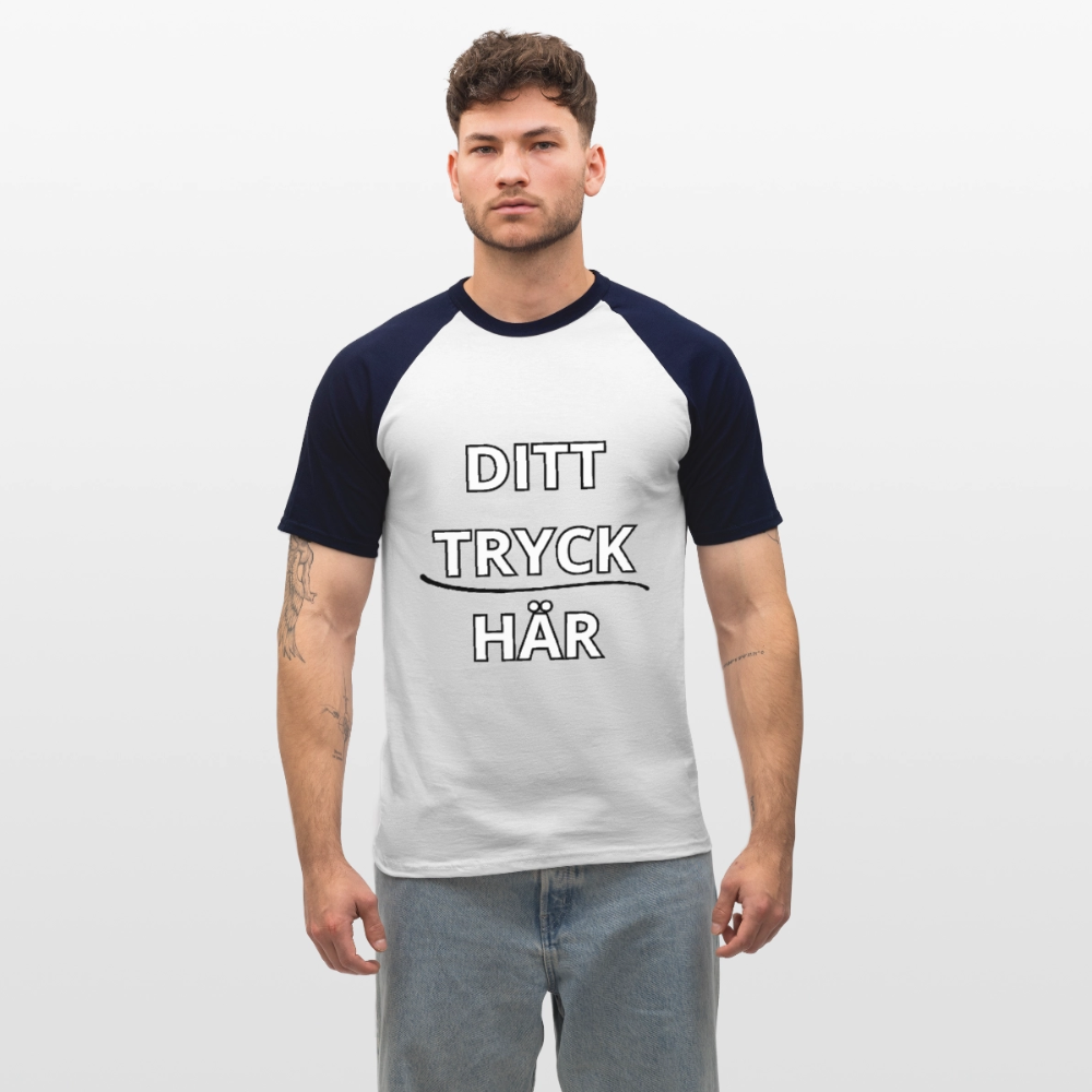 Men’s Baseball T-Shirt - vit/marinblå