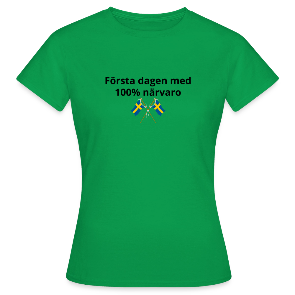 Första dagen med 100% närvaro T-shirt dam - kellygrön