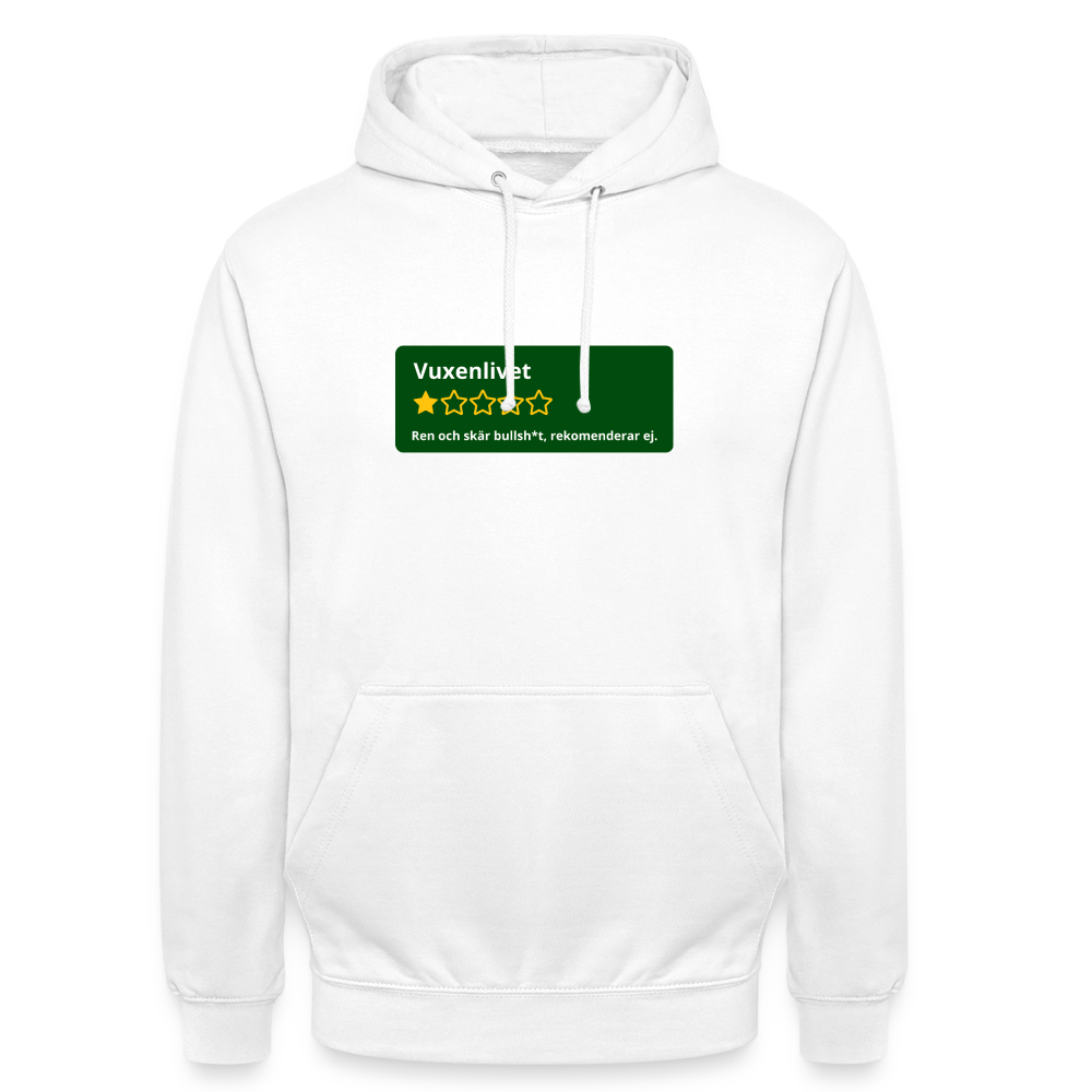 Recension på vuxenlivet Hoodie Unisex - vit