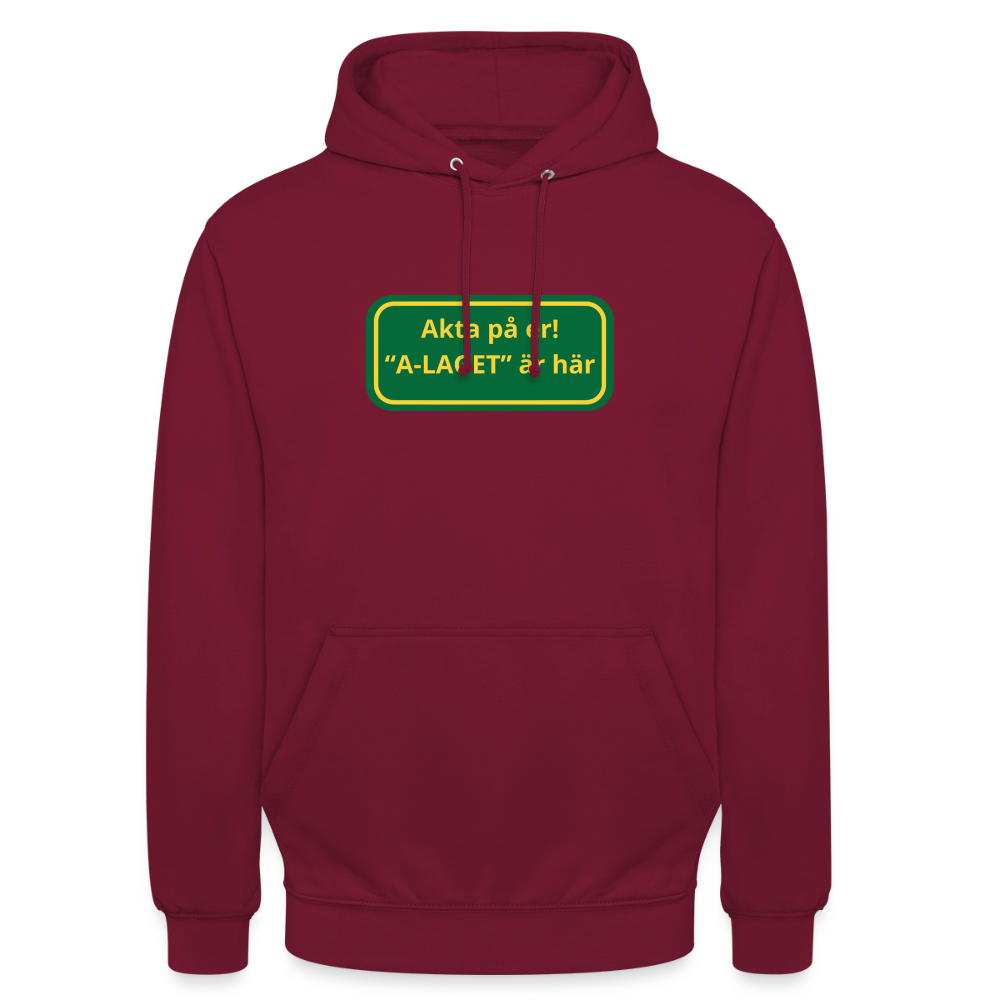 Akta på er A-laget är här Hoodie unisex - bordeaux