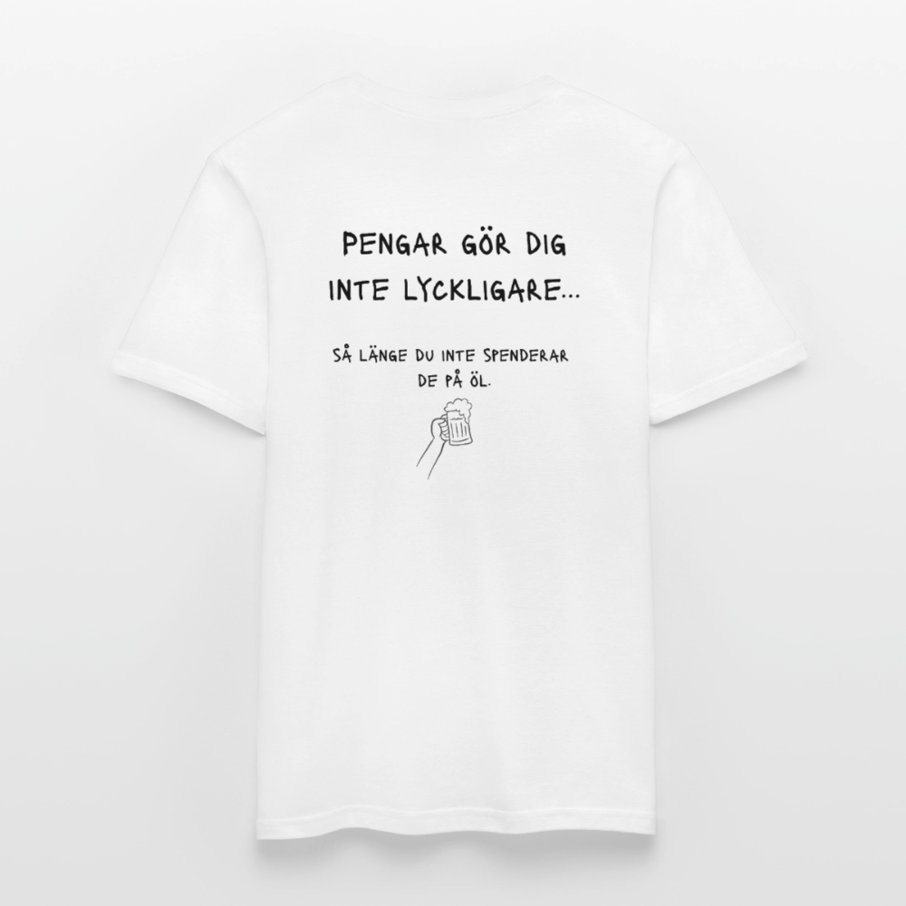 Pengar gör dig inte lyckligare så länge du inte spenderar de på öl T-shirt herr - vit