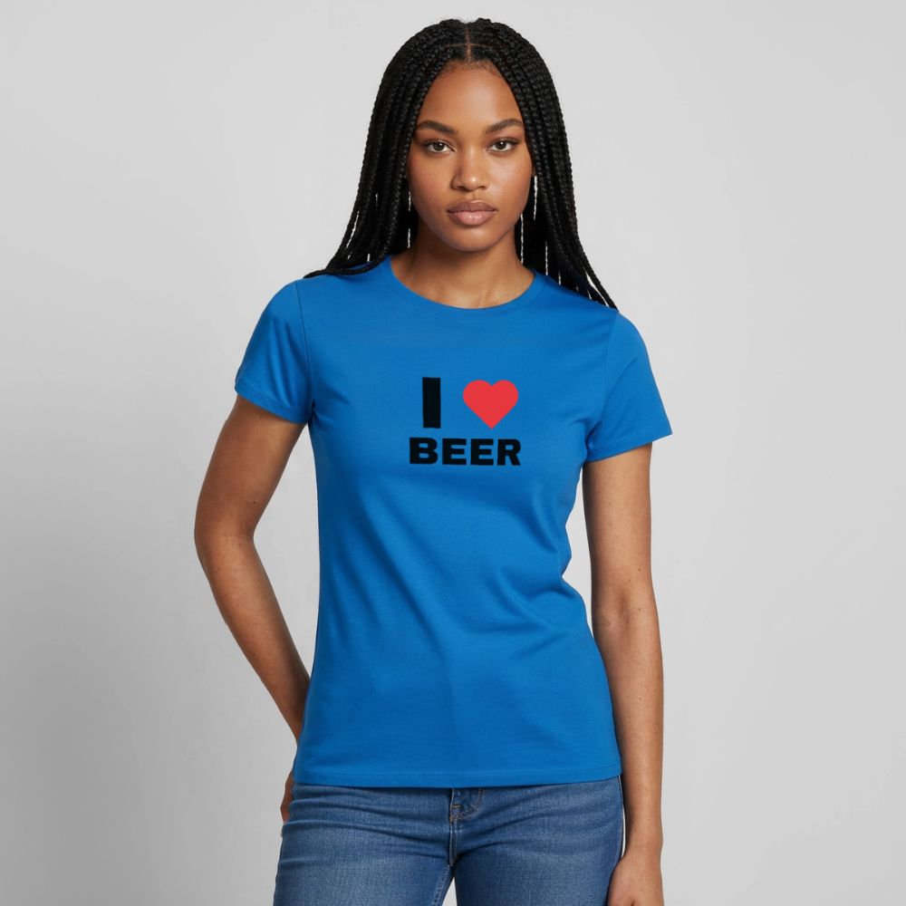 I love beer T-shirt dam - royalblå
