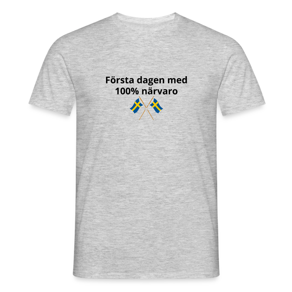Första dagen med 100% närvaro T-shirt herr - gråmelerad