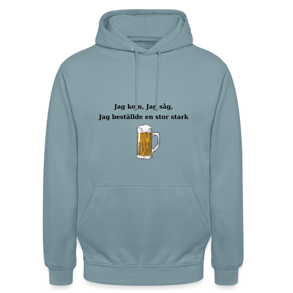 Jag kom, jag såg, jag beställde en stor stark Hoodie Unisex - dimblå