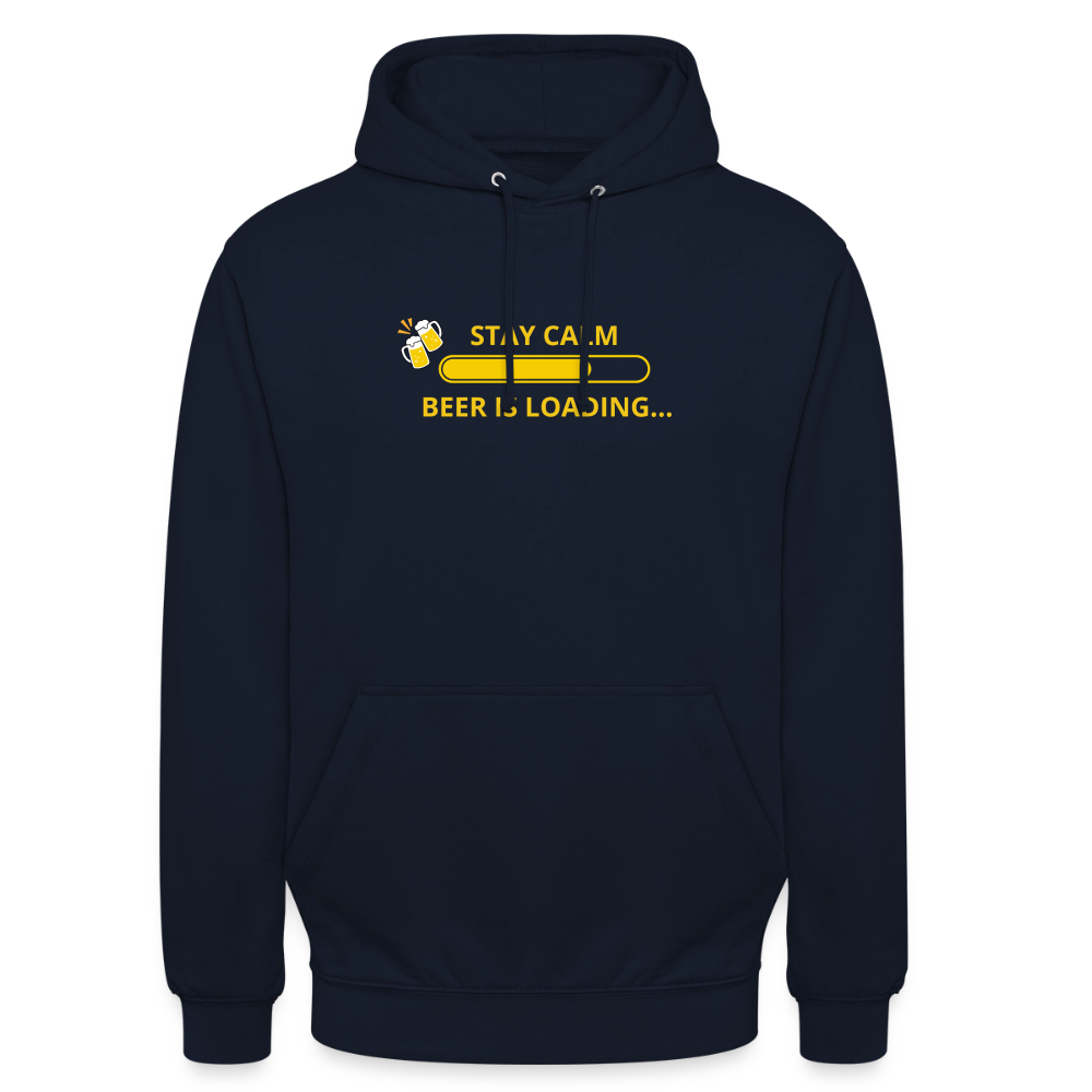 Stay calm beer is loading... Hoodie unisex - marinblå