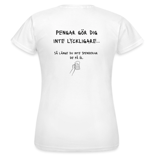 Pengar gör dig inte lyckligare så länge du inte spenderar de på öl T-shirt dam - vit
