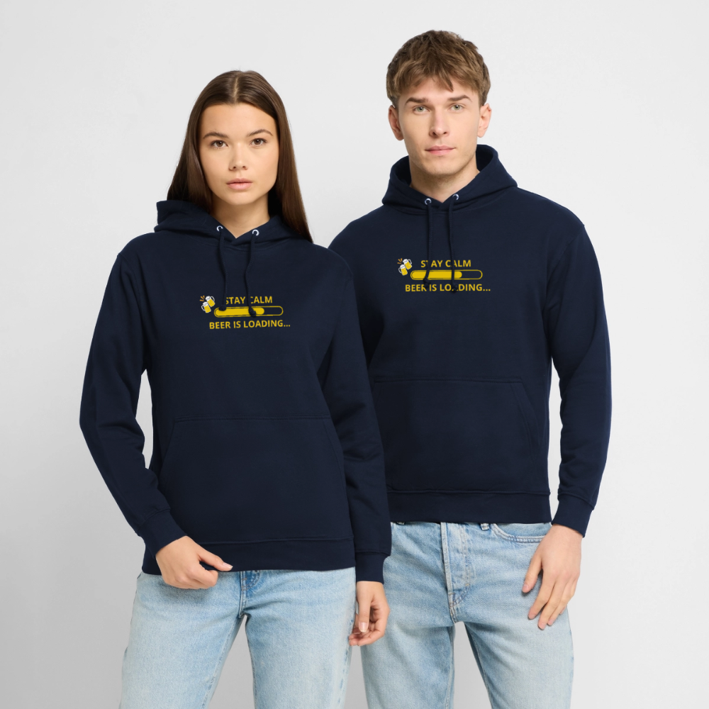 Stay calm beer is loading... Hoodie unisex - marinblå