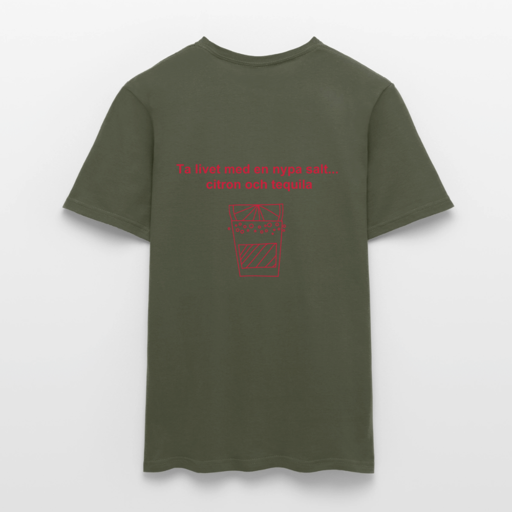 Ta livet med en nypa salt, citron och tequila T-shirt herr - Militärgrön