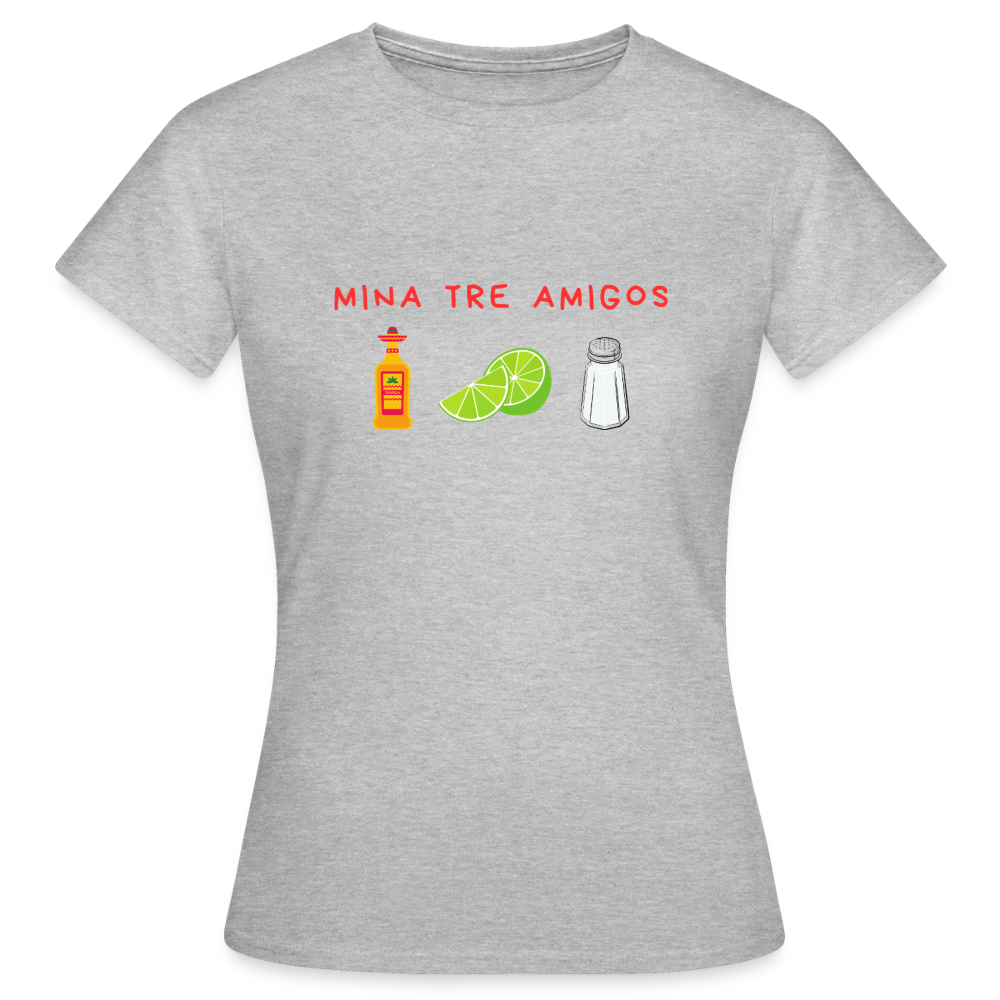 Mina tre amigos T-shirt Dam - gråmelerad