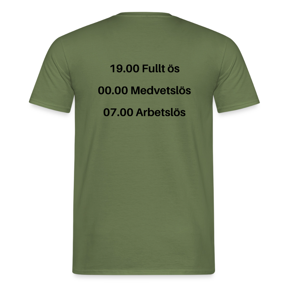Fullt ös, medvetslös och arbetslös T-shirt herr - Militärgrön