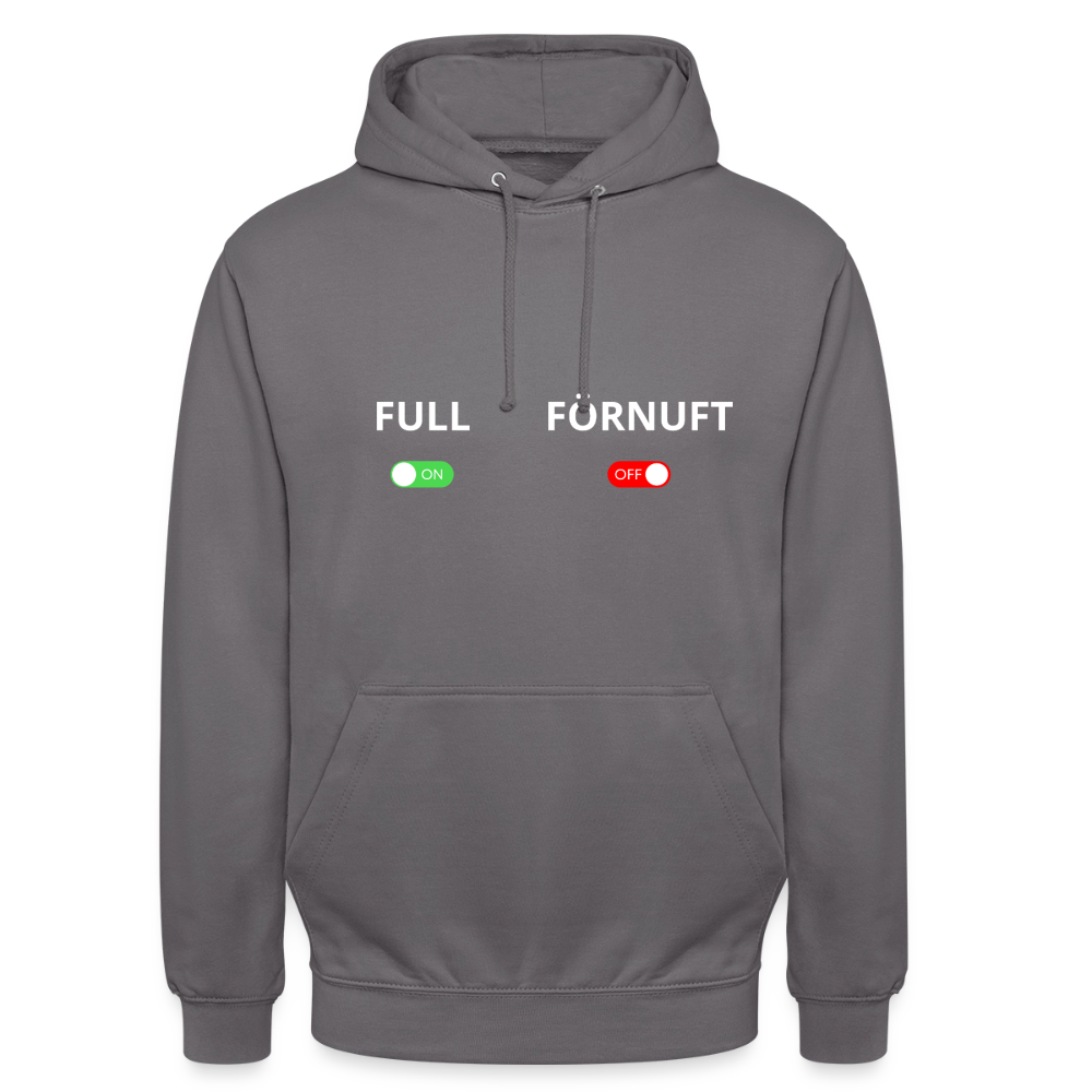 Full on, Förnuft off Hoodie Unisex - mellangrå