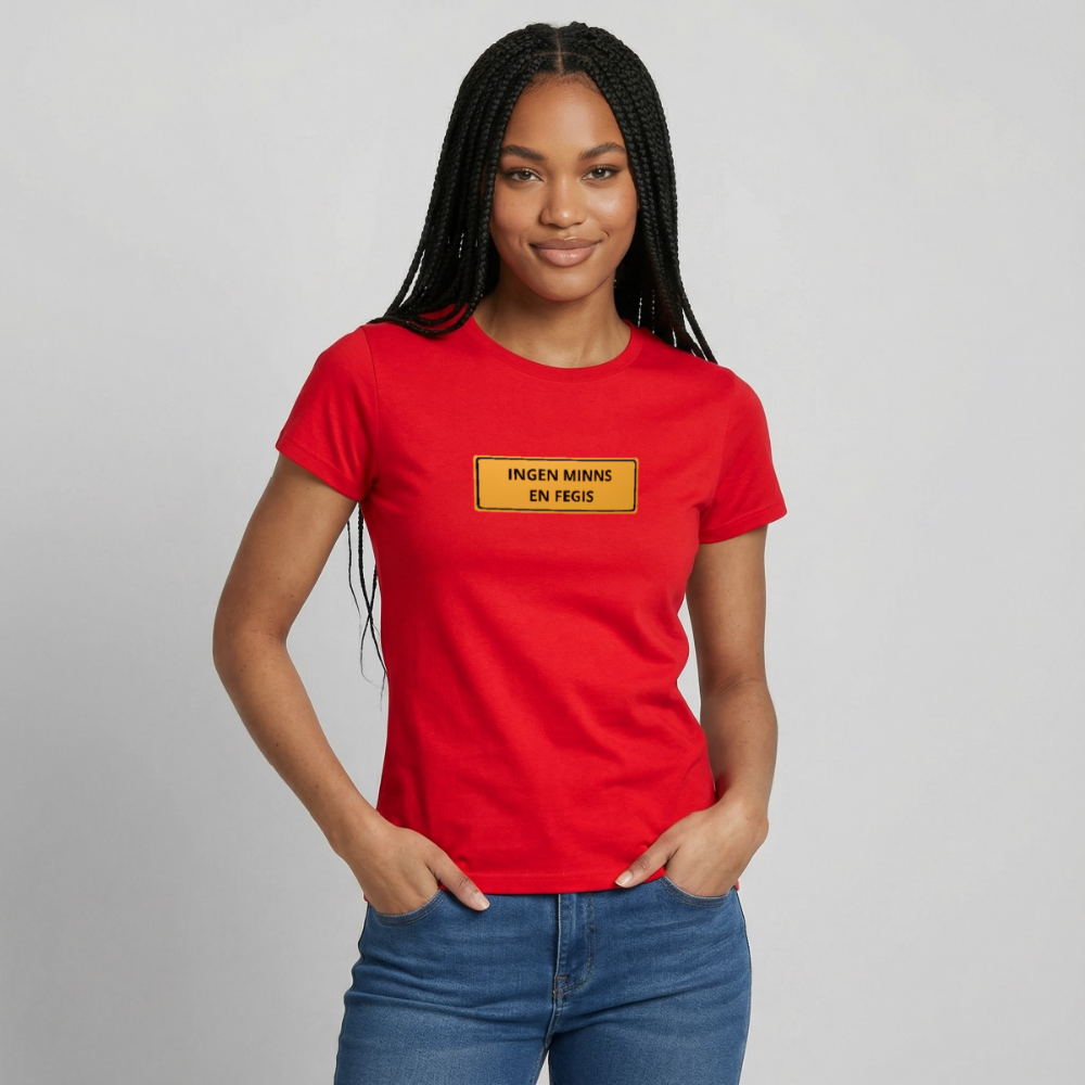Ingen minns en fegis T-shirt dam - röd