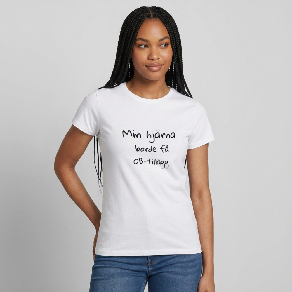 Min hjärna borde få OB-tillägg T-shirt Dam - vit