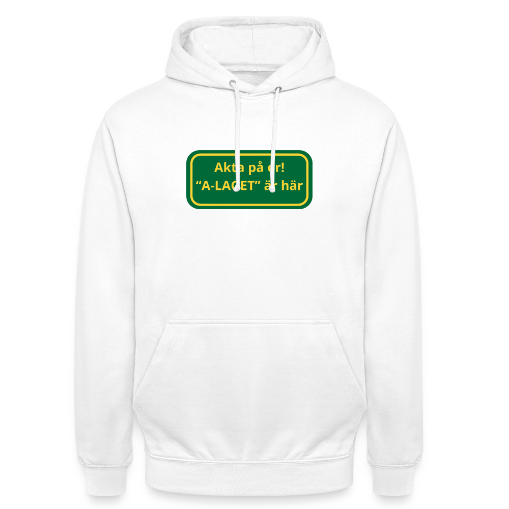 Akta på er A-laget är här Hoodie unisex - vit