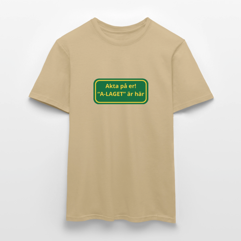 Akta på er A-laget är här T-shirt herr - sandbeige