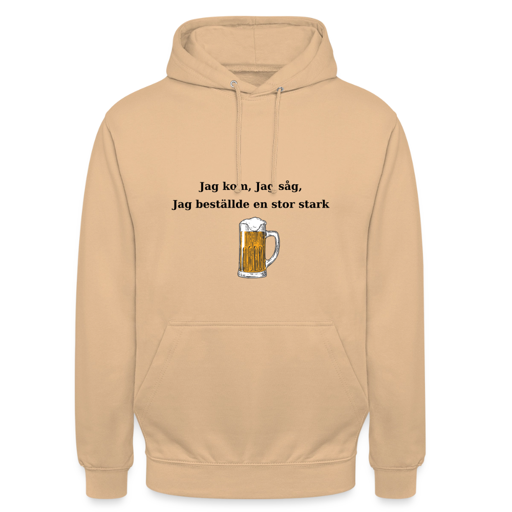 Jag kom, jag såg, jag beställde en stor stark Hoodie Unisex - persika