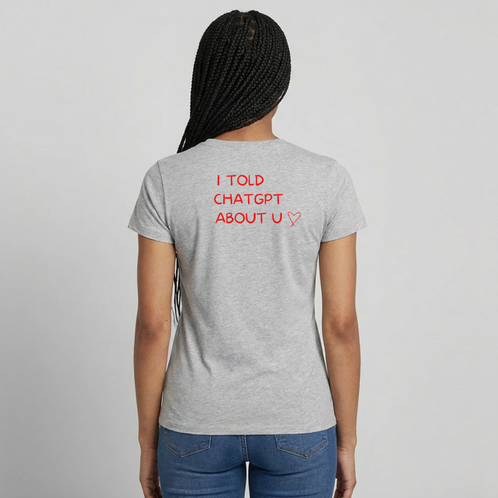 I told ChatGPT about u T-shirt dam - gråmelerad