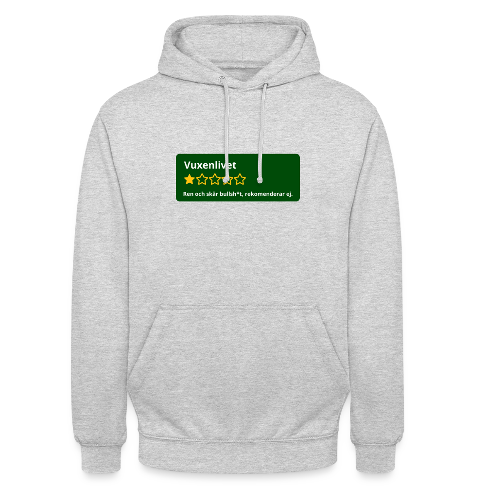 Recension på vuxenlivet Hoodie Unisex - ljusgråmelerad