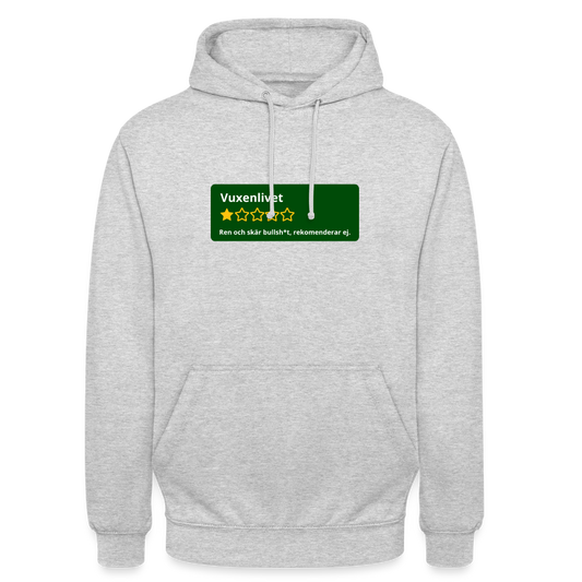 Recension på vuxenlivet Hoodie Unisex - ljusgråmelerad