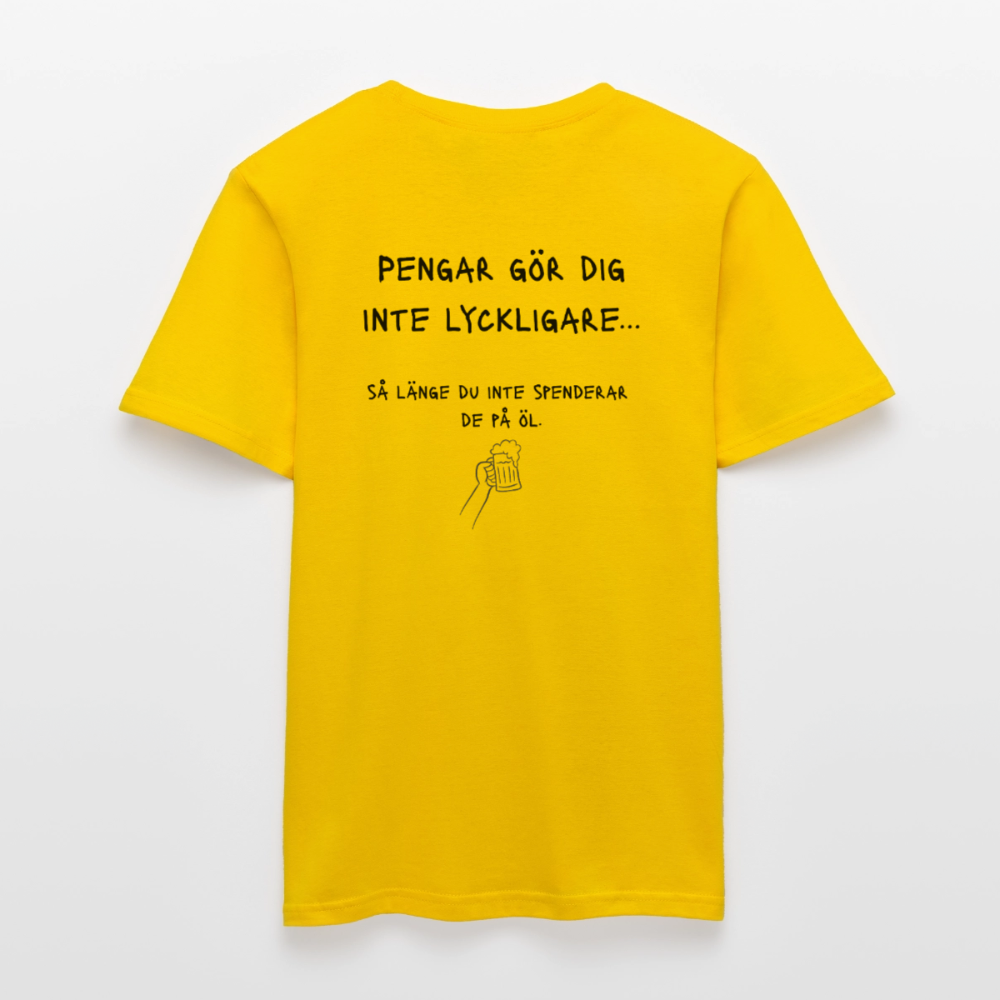 Pengar gör dig inte lyckligare så länge du inte spenderar de på öl T-shirt herr - gul