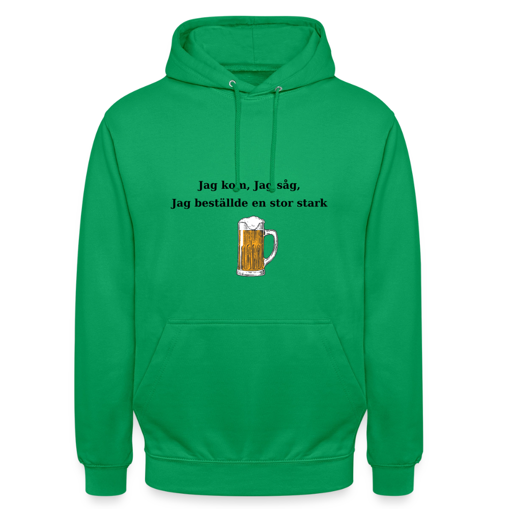 Jag kom, jag såg, jag beställde en stor stark Hoodie Unisex - kellygrön