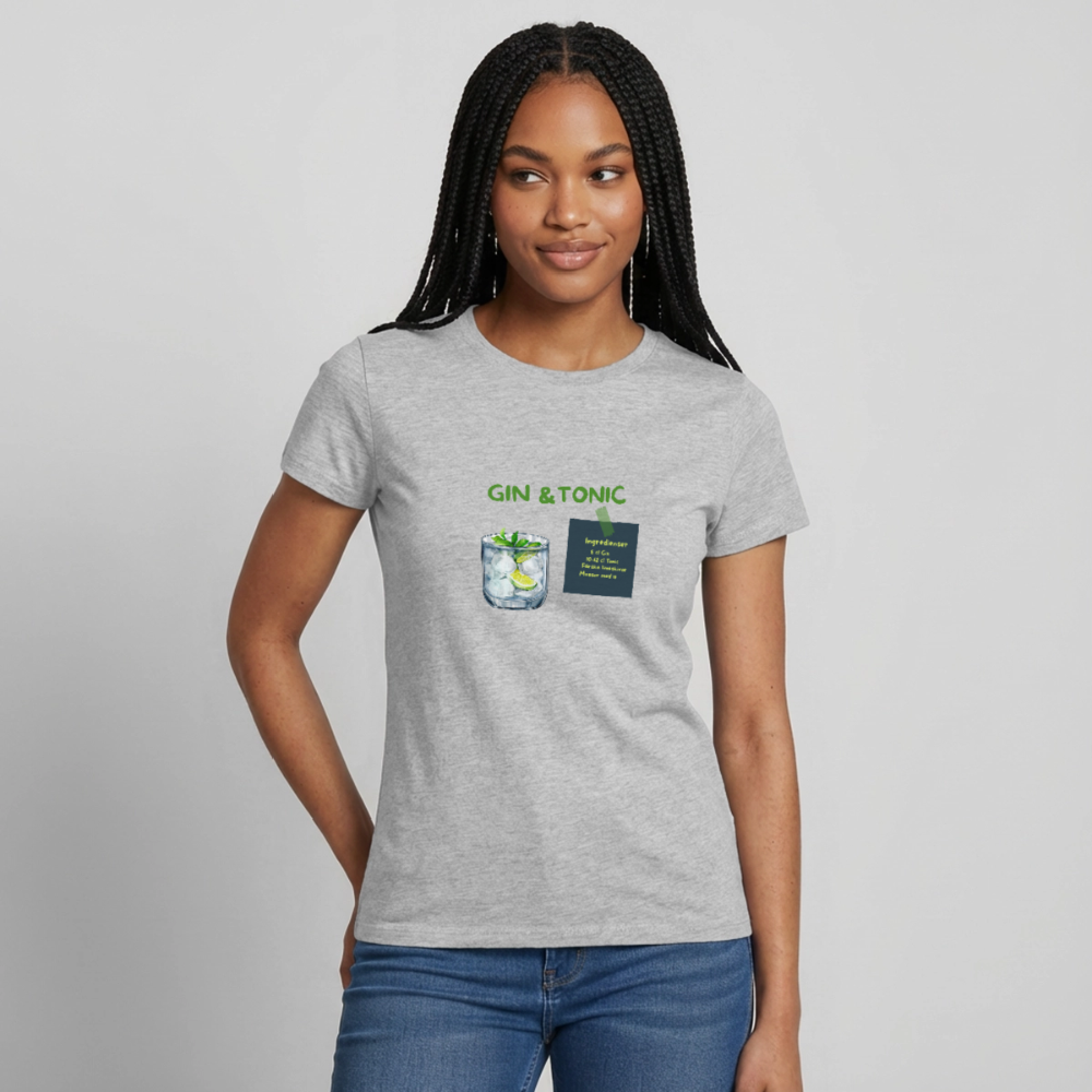 Gin & tonic T-shirt dam - gråmelerad