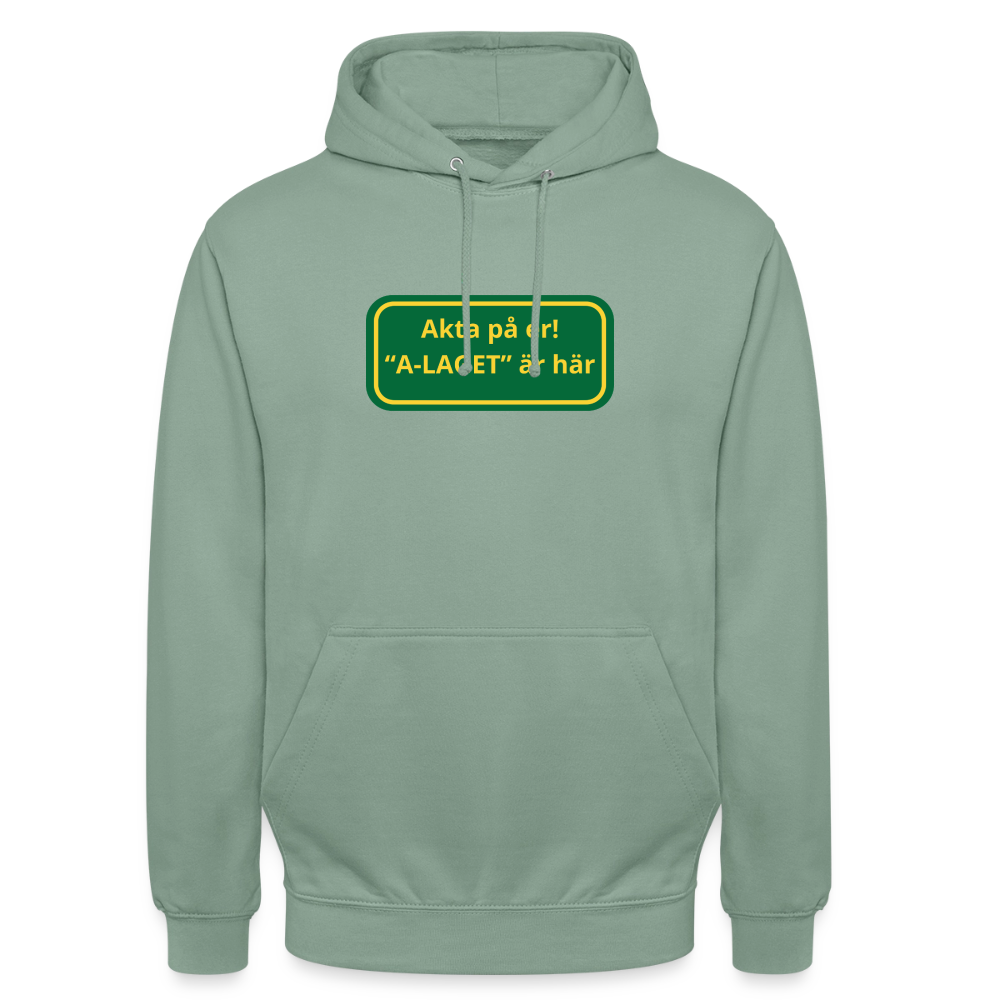 Akta på er A-laget är här Hoodie unisex - grågrön