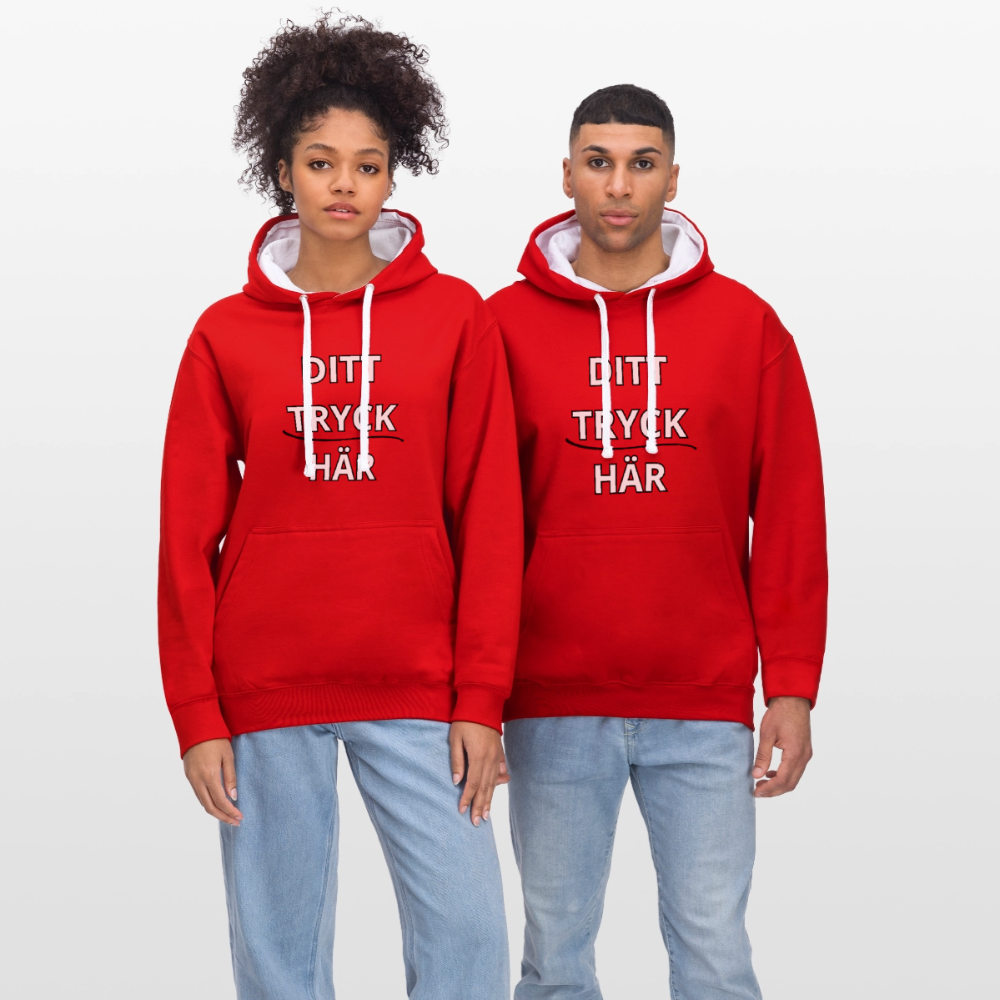 Contrast Colour Hoodie - röd/vit